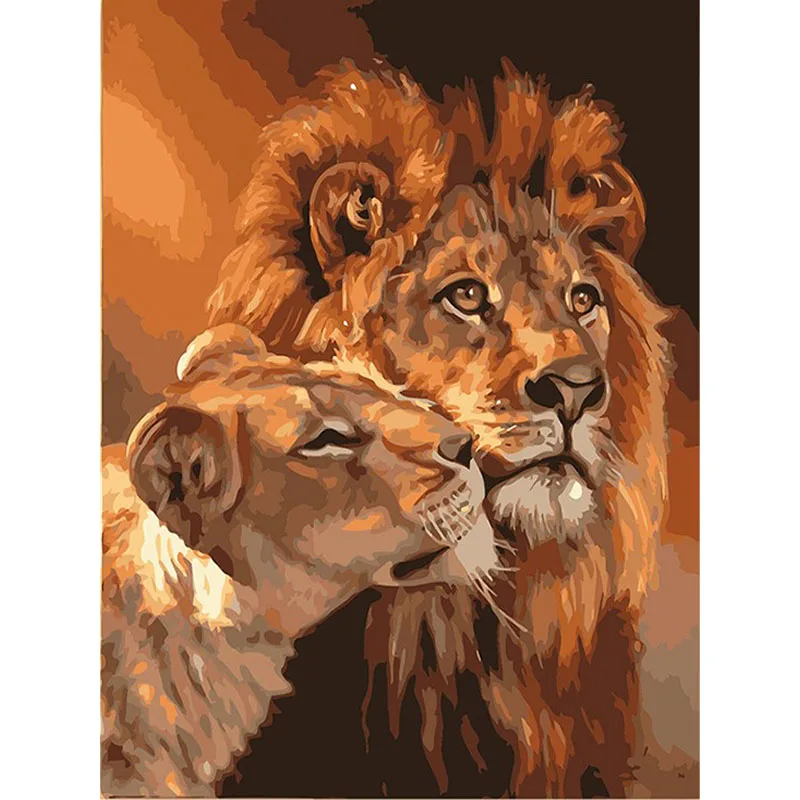 

Frameless The Lion Animal DIY Painting By Numbers Kits Coloring Oil Painting on Canvas Drawing Home Artwork Wall Art Picture