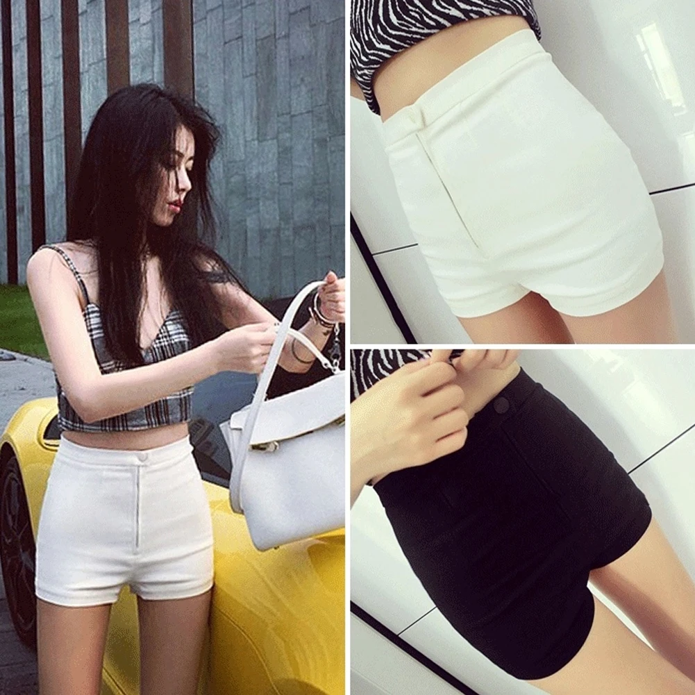 

Party Stretchy Shorts Slim Fit High Waist Beach Summer Casual Cotton Blend Solid Women