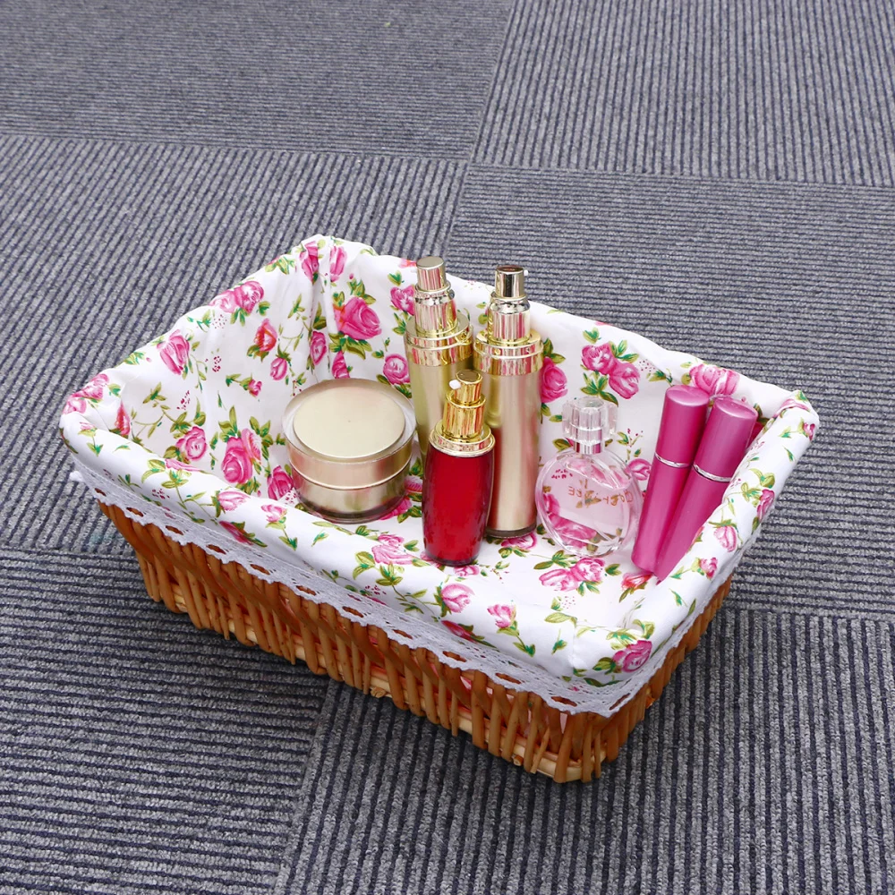 

Корзина для хранения из ротанга, органайзер для косметики с цветочной подкладкой для кухни и ванной комнаты