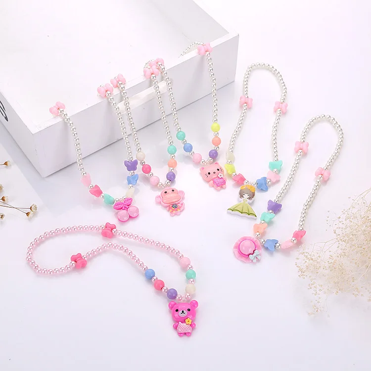 Kawaii Детский комплект с мультяшным ожерельем детские игрушки для девочек