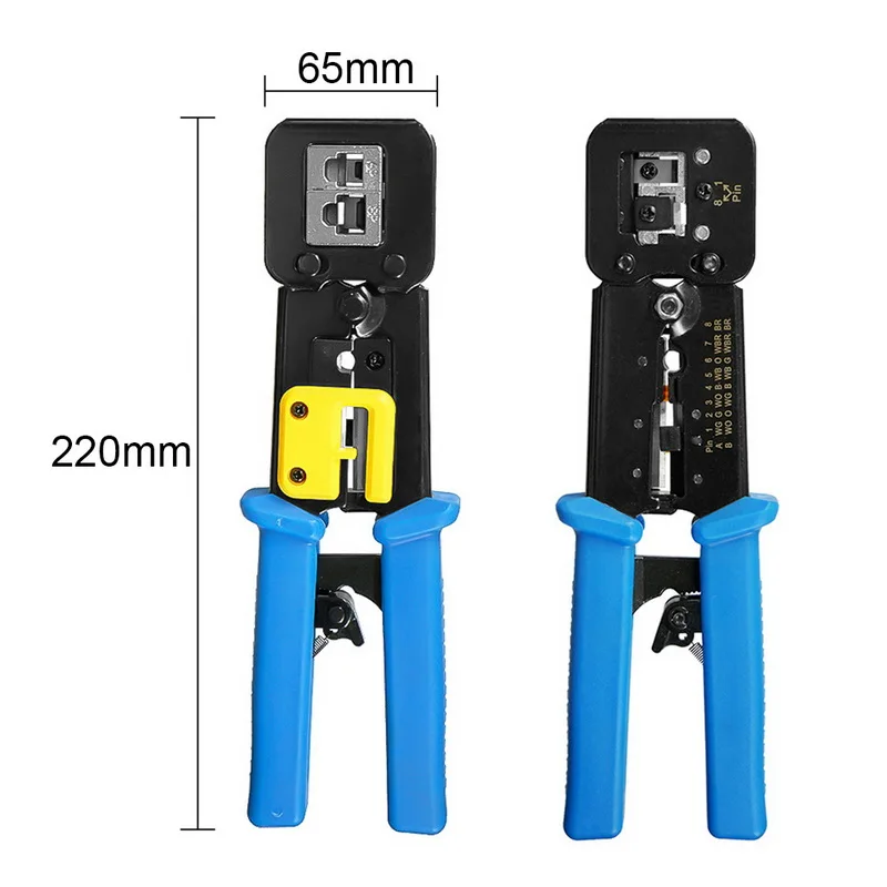 

Rj45 Multi-function Ratchet EZ Through Hole Perforation 8p6p Dual-use Cable Clamp Multifunctional Crimper Cable Cutter