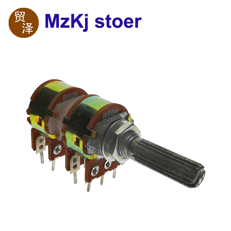 

3PCS WH148 25mm Taiwan B50K 50K Stereo Volume Potentiometer Audio 4 Channels Volume Potentiometer 50KBX4 RK163