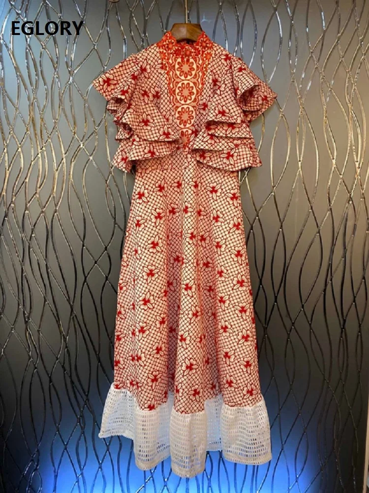 Женское длинное ажурное платье модельное лоскутное макси из 100% хлопка с вышивкой