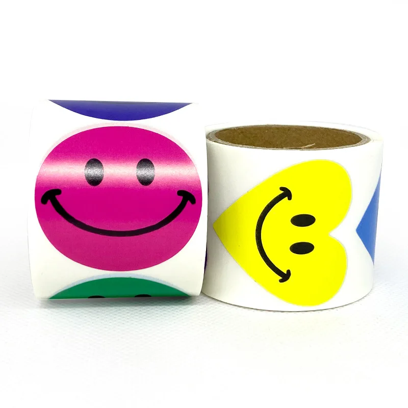 

3.8cm Smiley Face Sticker 100Pcs/roll for Kids Reward Sticker Yellow Dots Labels Happy Smile Face Expression Sticker Kids Toys