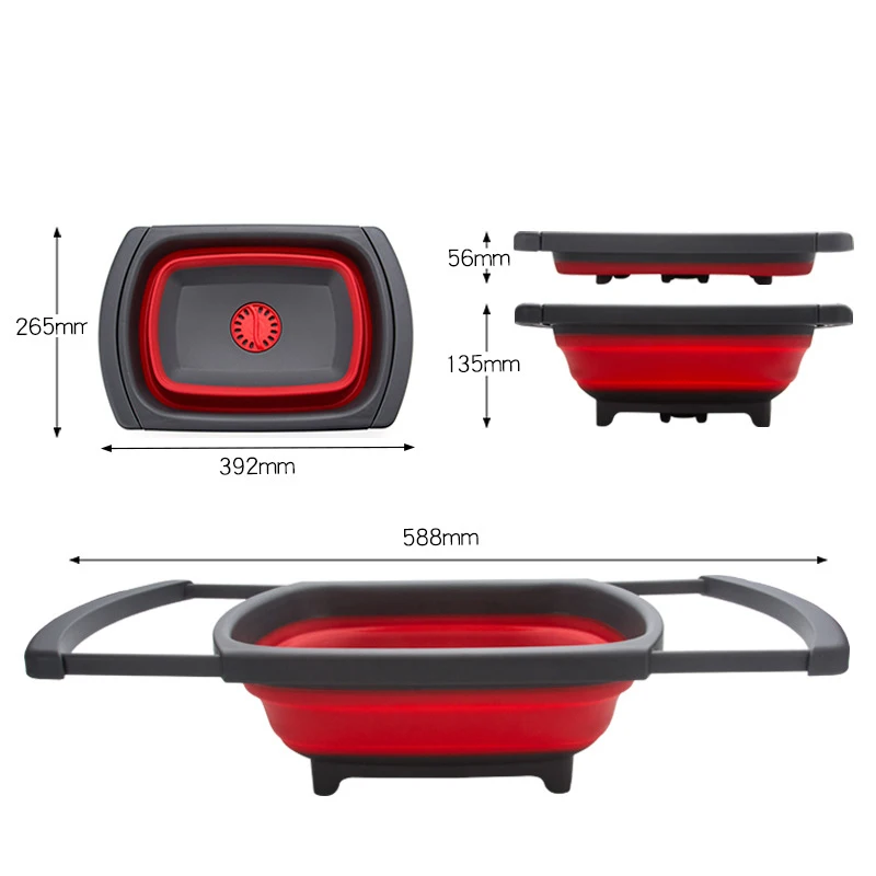 

Foldable Silicone Colander Fruit Vegetable Washing Basket Strainer Drain Baskets Kitchen Strainer Household Water Filter Basket