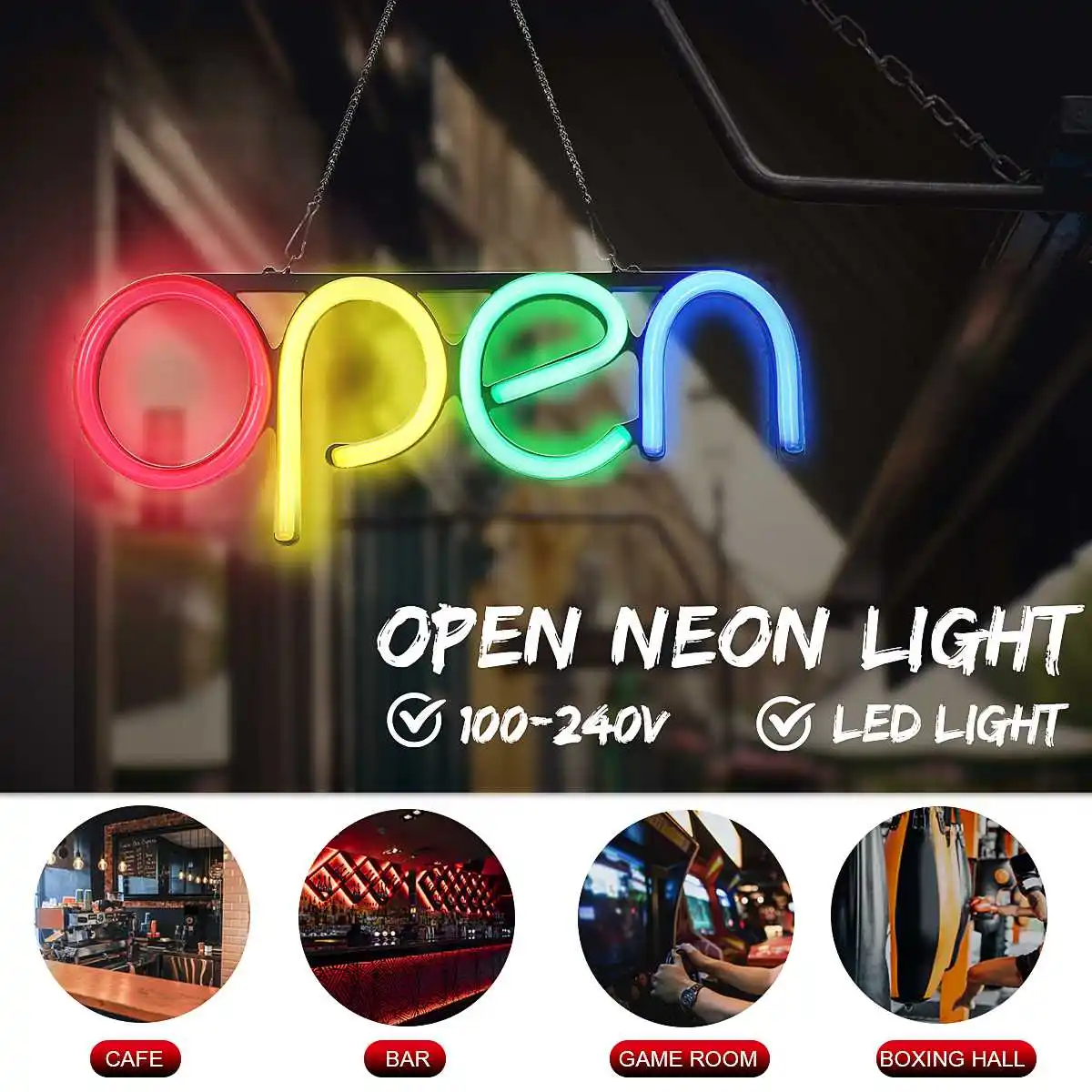 Business OPEN LED Neon Sign Tube Light Artwork Bar Pub Club Hanging Wall Advertising Lamp Home Decor Store Door Window Display