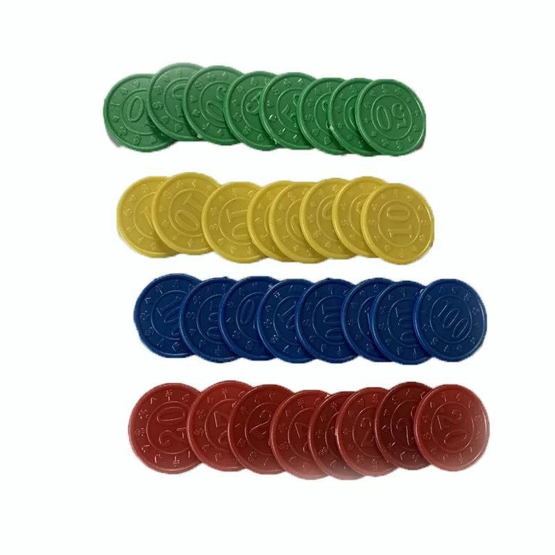 

32 шт./компл. покерные фишки, пластиковые круглые 10/20/50/100 стоимостные монеты, детское образование, оптовая продажа