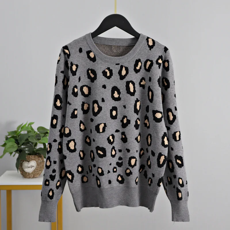 

Newly Leopard Women O Neck Sweater 2020 Autumn Winter Thick Warm Pullovers Top Soft Female Jumper Knitwear Outfits Pull