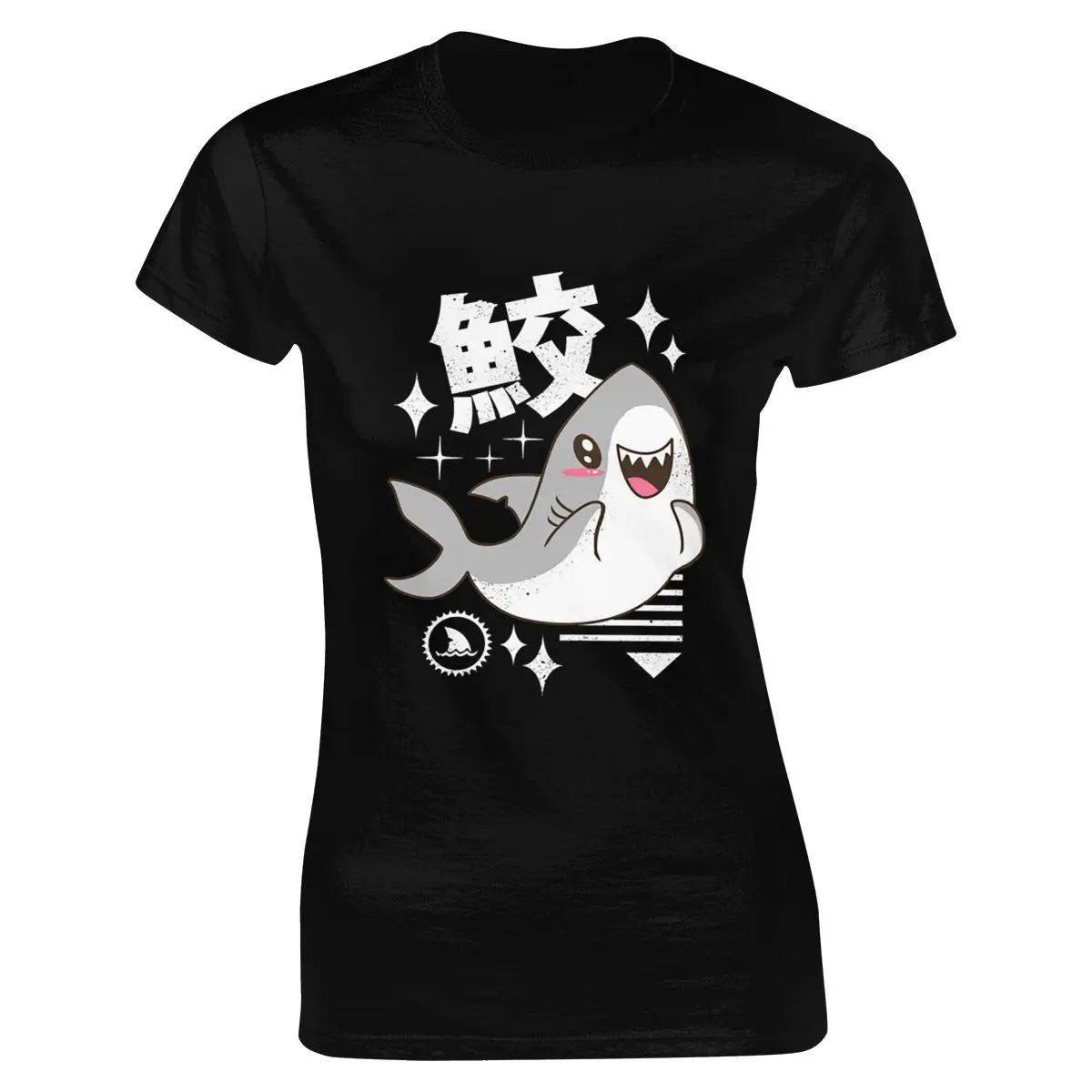 Футболка Kawaii Shark Мужская забавная одежда милые топы в уличном стиле хлопковая