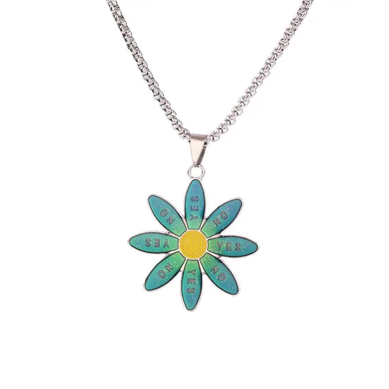 

1 Pc YES NO Flower Necklace Color Change With Temperature Necklace Daisy Magic Emotion Feeling Mood Pendant Necklace Jewelry