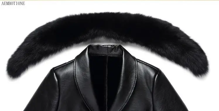 

Real New Quality Arrival High Leather Fox Fur Collars Trench Coat Men Men's Winter Wool Liner Parkas Shearling Jacket