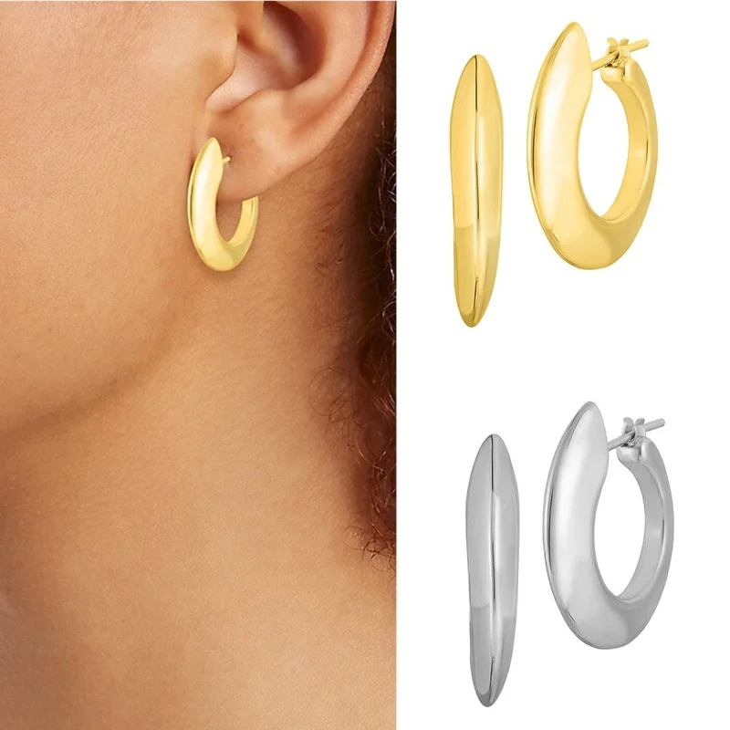 

Glossy European and American Earrings female personality retro minority Earrings U-shaped ear buckle brass jewelry
