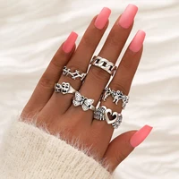 aprilwell 6 pcs gothic heart rings set for women aesthetic 2021 trend costume kpop anillos jewelry anxiety chunky accessories