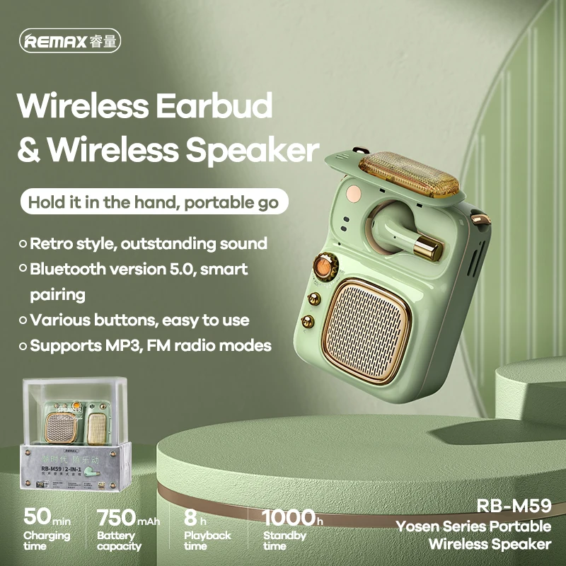 Новая модная портативная беспроводная мини-гарнитура Remax Bluetooth 5.0 можно вставить