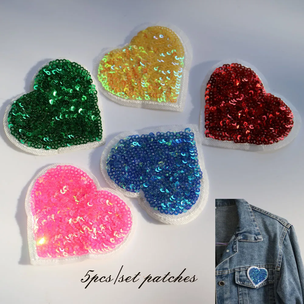5 шт./лот цветные нашивки в виде сердца для одежды небольшая вышивка глажка