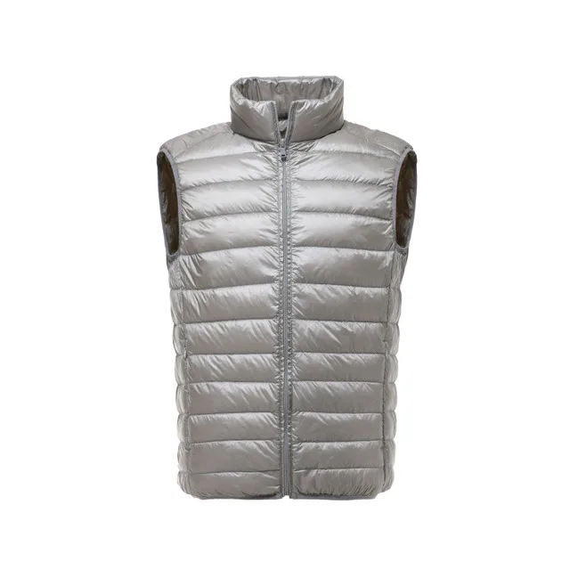 Grey DAVYDAISY New Autumn Winter Man Waistcoat Ultralight Stand Collar Duck Down Padded Warm Vest Men Sleeveless Coat DCT-268 - Цвет: Grey