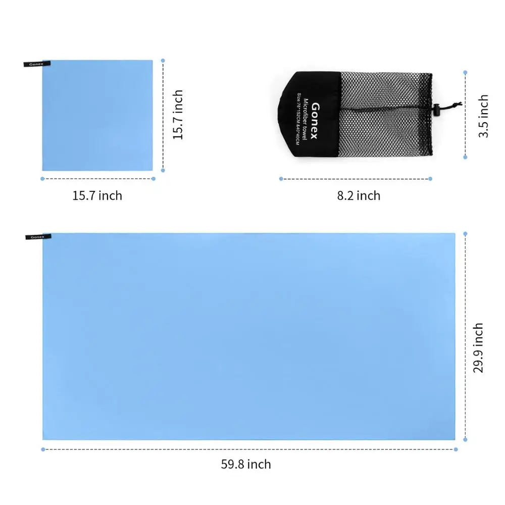 Gonex 2 Упаковка микрофибра спортивное полотенце для путешествий супер впитывающее