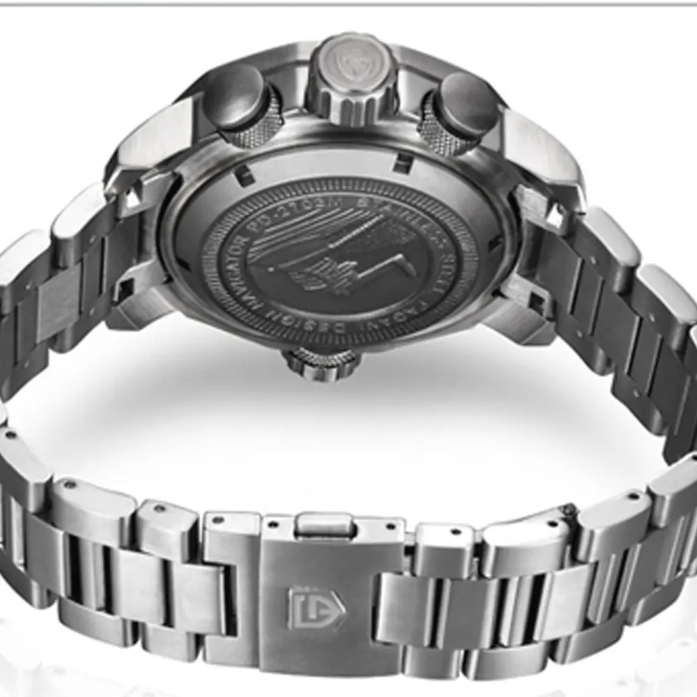 Часы Pagani с белым циферблатом 60 мм многофункциональные кварцевые часы ремешком из