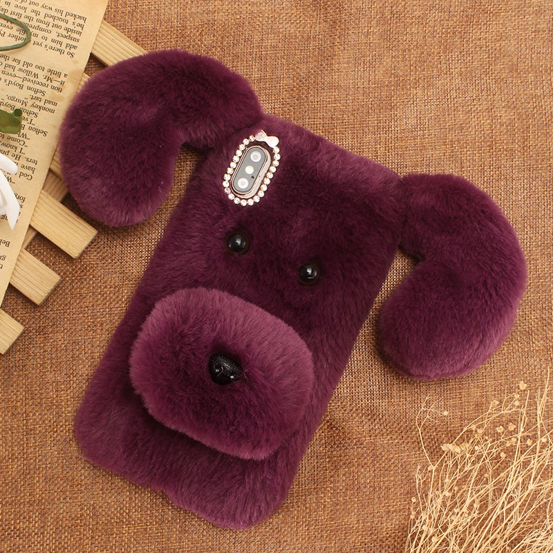 Модный красивый стильный защитный чехол с длинными волосами в виде собаки на