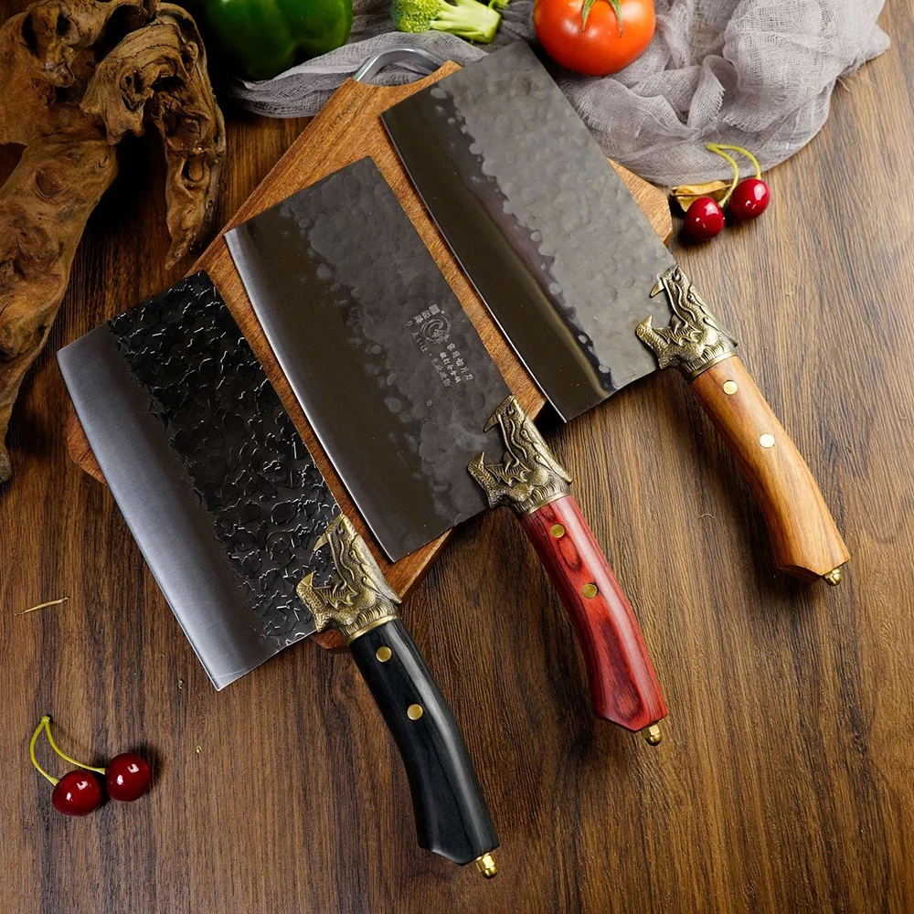 

Новейшие 8-дюймовые ножи с фиксированным лезвием ручной работы, кованый кухонный нож Longquan, острые нарезки, китайский мясной нож шеф-повара и ...