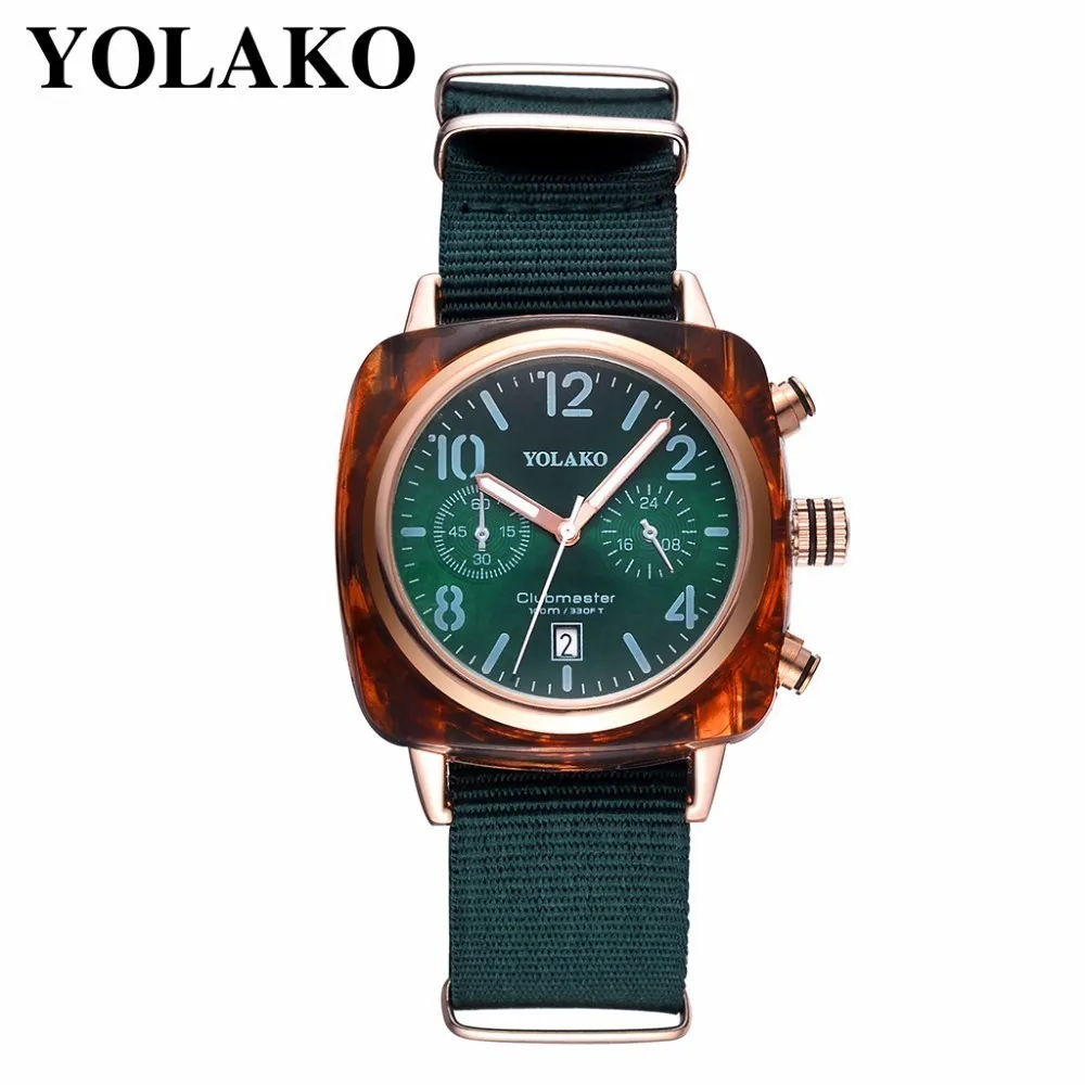 Хит продаж Мужские квадратные спортивные часы Роскошный холст ремешок мужские с