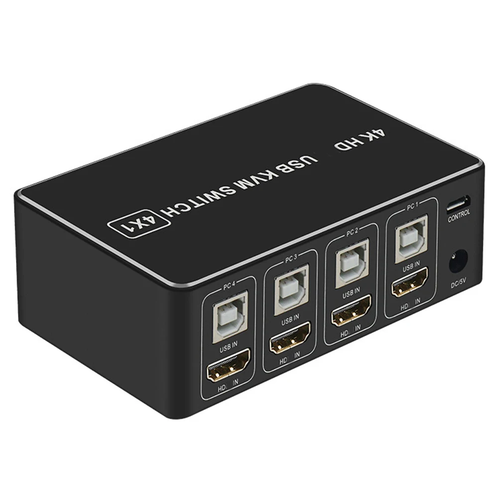 

4K USB KVM переключатель коробка 4 порта 4K HDMI-совместимый USB KVM переключатель KVM консоль концентратор для ПК клавиатуры мыши (для интерфейса PS2)