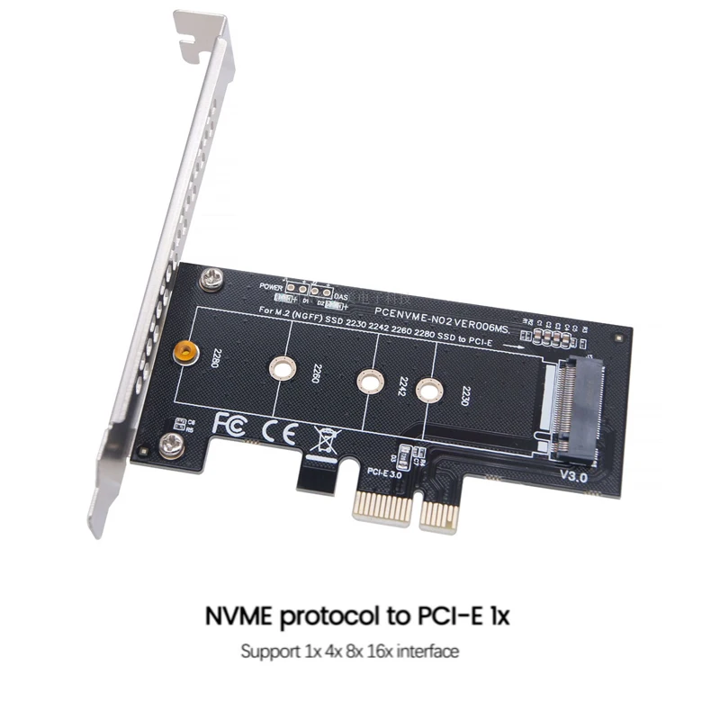 

1pc NVMe PCIe M.2 NGFF SSD To PCIe X1 Adapter Card PCIe X1 To M.2 Card With Bracket Connectors