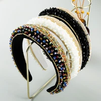 luxury baroque shaped crystal headband for women rhinestone filled sponge wide brim hair band party fashion hair accessories