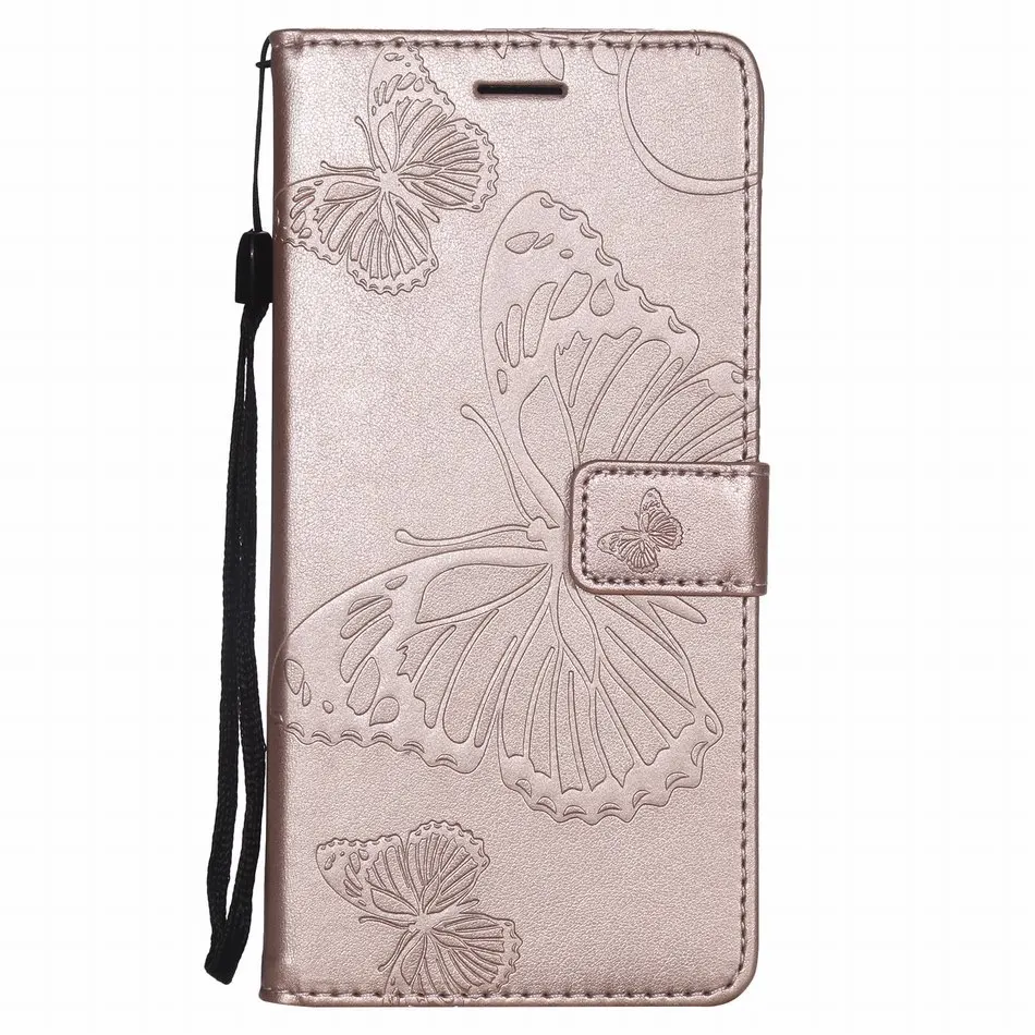 Rose Gold Кожаные чехлы с бабочкой для Apple iPhone 11 Pro Max 5 5S SE 6 6S 7 8 Plus XR X XS Max откидные чехлы с подставкой DP06F - Цвет: Rose Gold