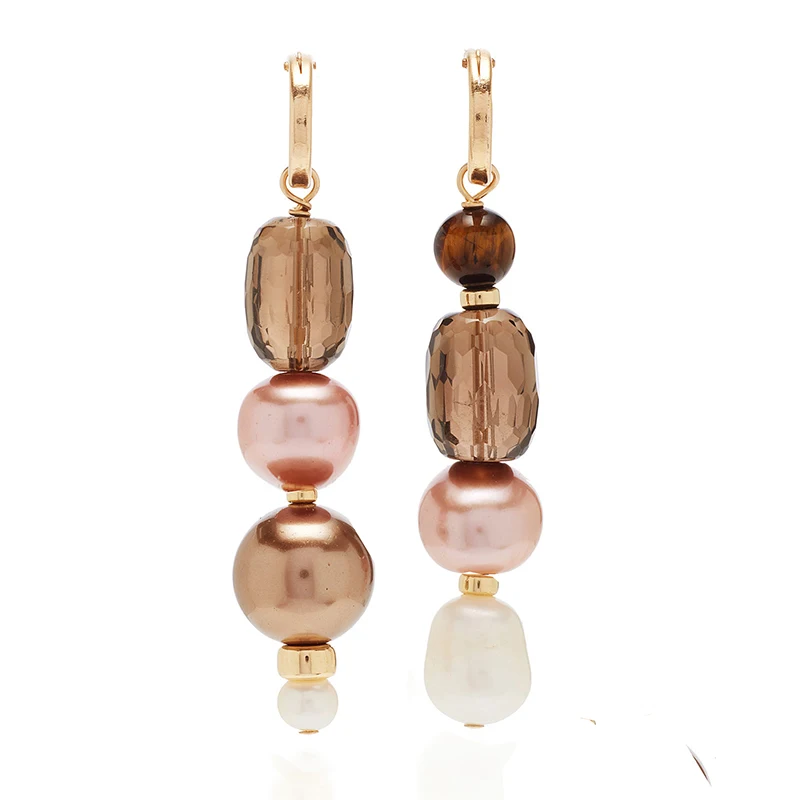 Корейские дизайнерские висячие серьги с жемчугом золотые металлические