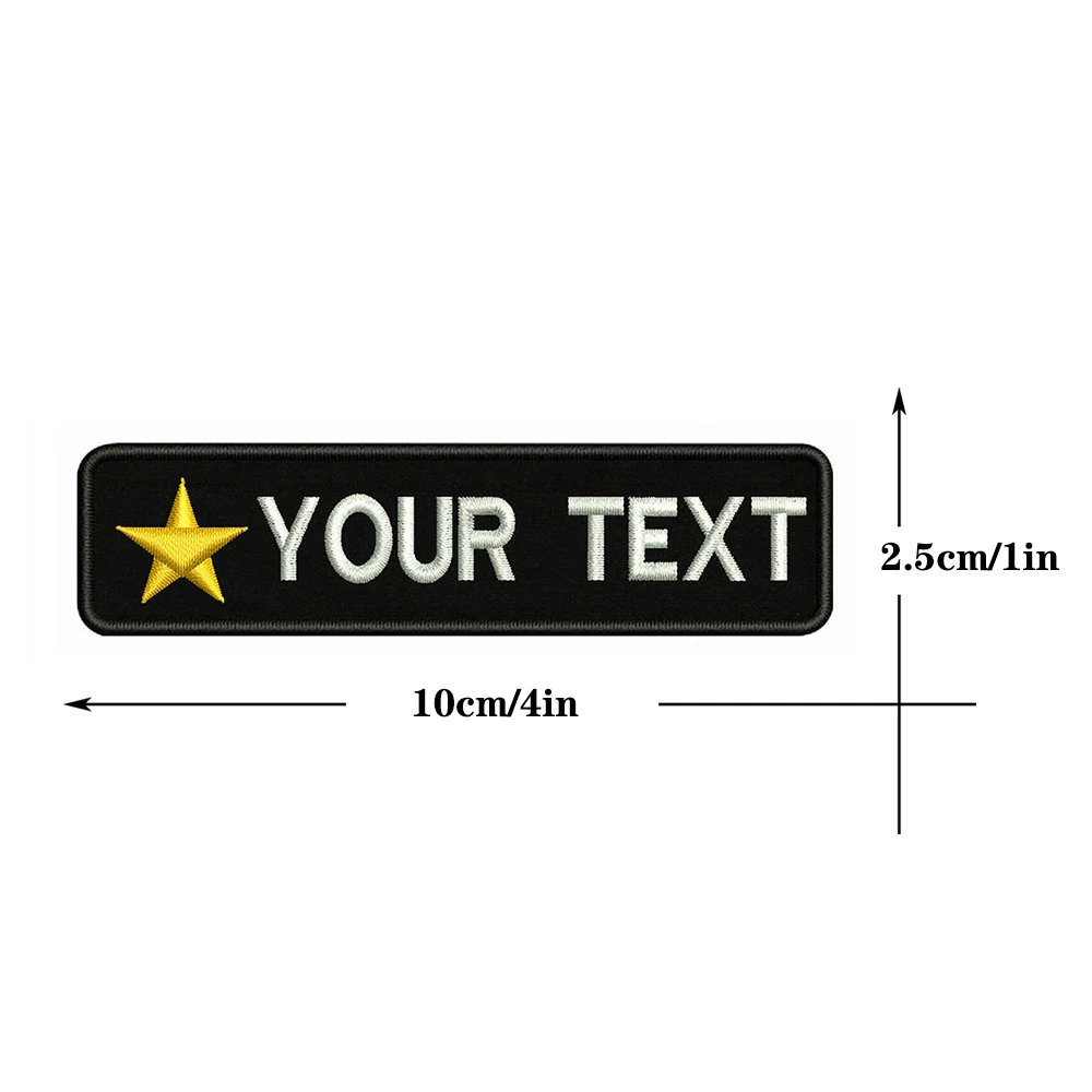 

Five-pointed star 10X2.5cm Embroidery Custom Name Text Patch Stripes badge Iron On Or Velcro Backing Patches For Clothes