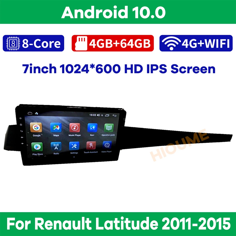 

Автомобильный мультимедийный плеер Android 10, GPS-навигация, радио для Renault Latitude 2011-2015, автомобильное стерео, аудио, видео, Bluetooth