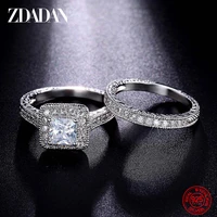 zdadan 925 sterling silver 6mm zircon ring for woman charm 2 pcs finger ring jewelry accessories wholesale