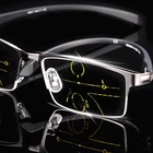 Готовые ссветильник фотохромные прогрессивные Мультифокальные очки для чтения мужские с защитой от синего света фотохромные металлические очки