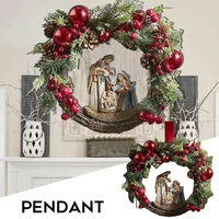 holy christmas wreath rustic front door hanger creative theme party decoration for home garden farmhouse hot
