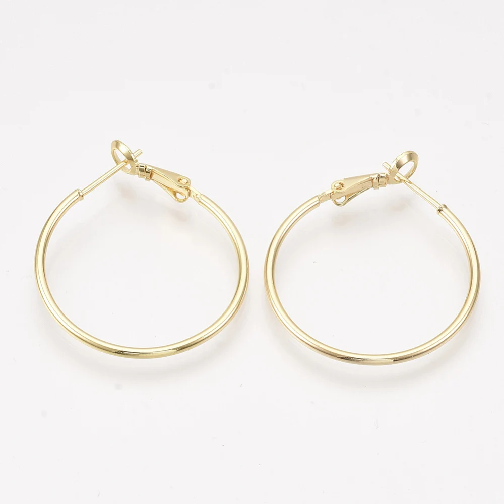 

Серьги-кольца из латуни с покрытием из настоящего 18-каратного золота, без никеля, 2 шт., 32x30x1,5 мм, штифт: 0,8 мм