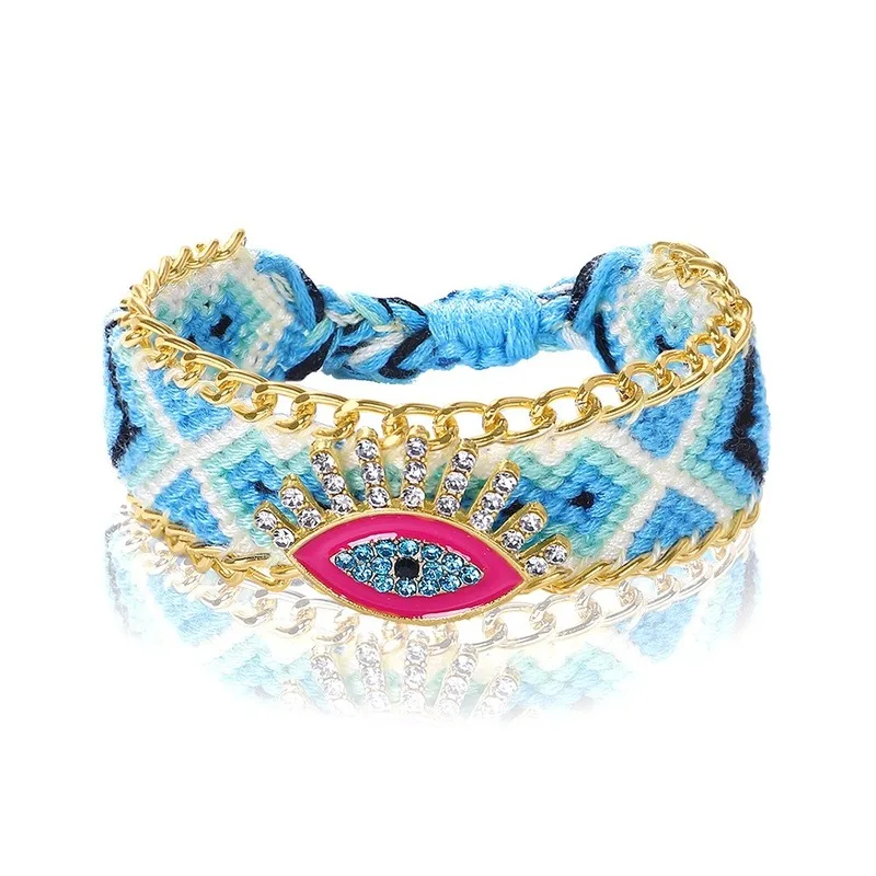 Ручной работы богемные глаза очарование коса Веревка плетение Браслеты для женщин Девушка Лучшие Друзья Браслет Дружбы бижутерия - Окраска металла: 3