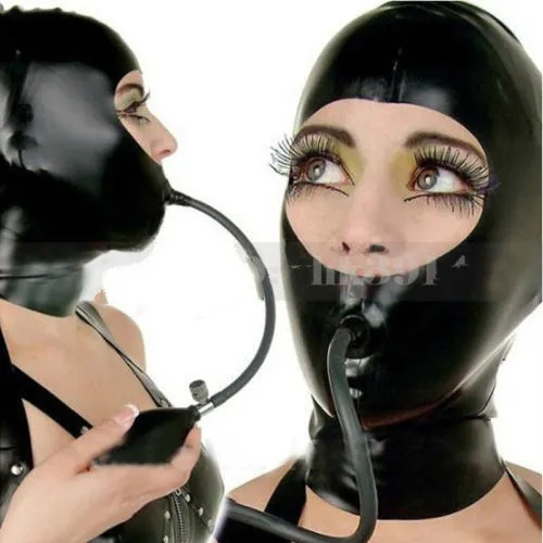 Латексные капюшоны маска с ротом надувные кляп БДСМ взрослые секс игры игрушки