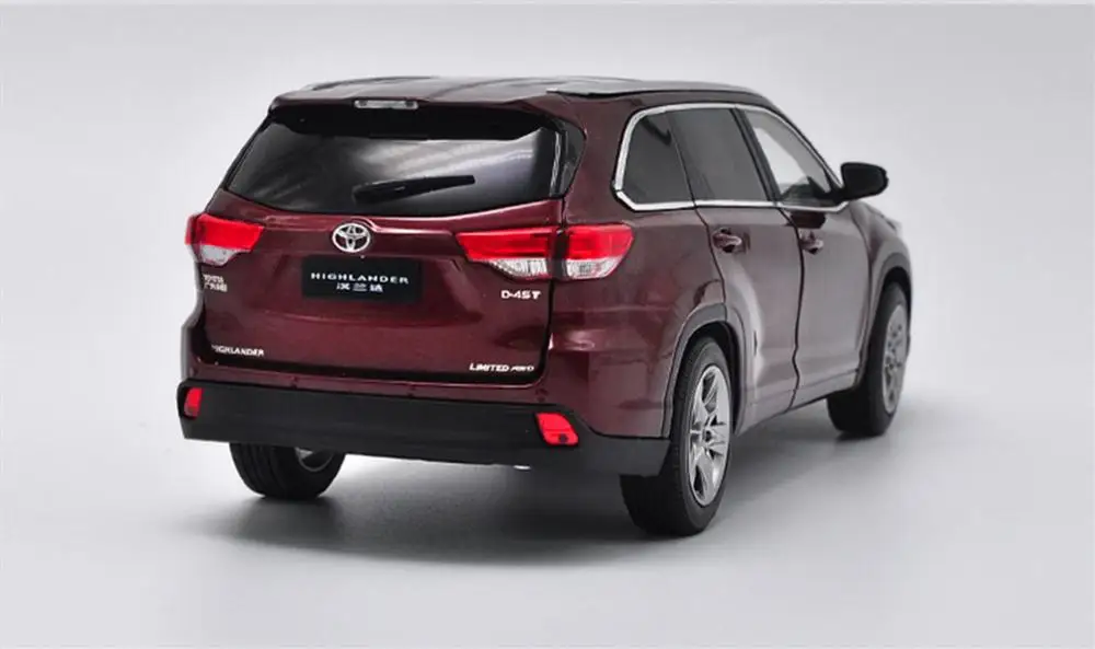 1/18 Масштаб Toyota Highlander красный литье под давлением автомобильные модельные игрушки, коллекционные подарки
