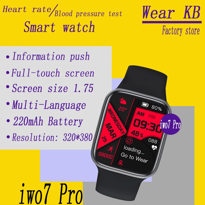 

Смарт-часы Wear KB IWO7 Pro, две кнопки, 44 мм, серия 7, беспроводное зарядное устройство, Bluetooth, водонепроницаемые, с паролем