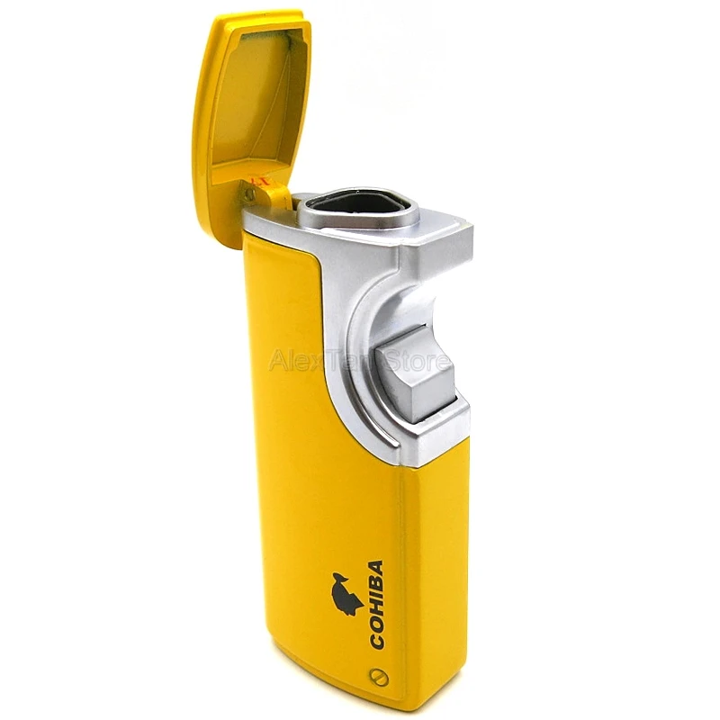 Зарядное устройство COHIBA для индукционной ветрозащитной зажигалки для сигар 3 пламенный струйный фонарь зажигалки металлическая зажигалка для прикуривателя со встроенным портсигар