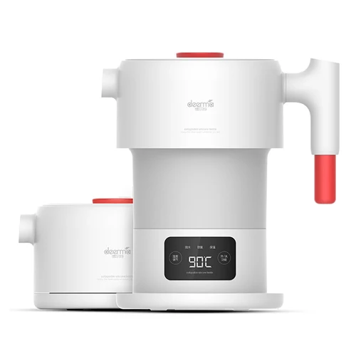 White Deerma 0.6L Мини Складной электрический чайник из нержавеющей стали быстрое кипячение чайник с сенсорным экраном для кемпинга путешествия - Цвет: White