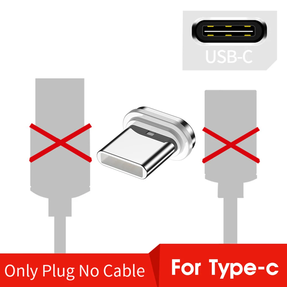 Type C Head Plug Магнитный кабель type-C для Xiaomi Redmi Note 8 Pro 8 T, кабель для быстрой зарядки и передачи данных, магнитное зарядное устройство, USB микро кабель для мобильного телефона - Цвет: Type C Head Plug