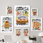 Винтажные холщовые художественные постеры с изображением пищевых продуктов гамбургеров и блинчиков, картина для кухни, украшение для дома, настенные картины для столовой