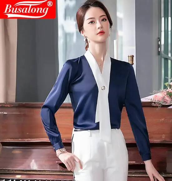 Новинка женская рубашка с длинным рукавом новая осенняя модная Элегантная