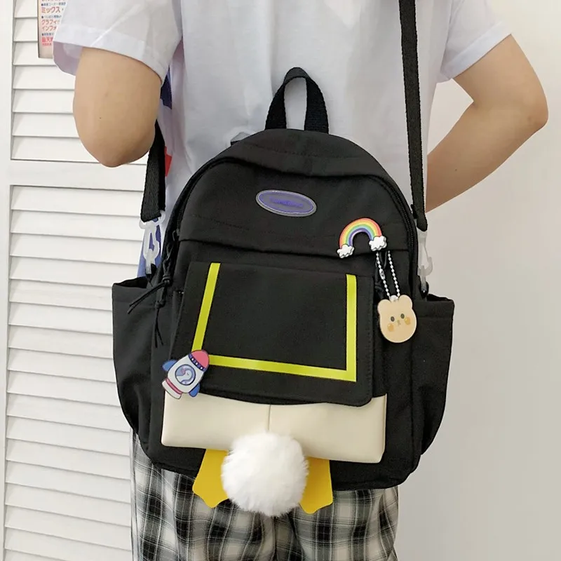 

2021 New Korean Style All-match Women's Backpack Nylon Waterproof and Anti-theft Crossbody Bag Cute Backpack School Bags