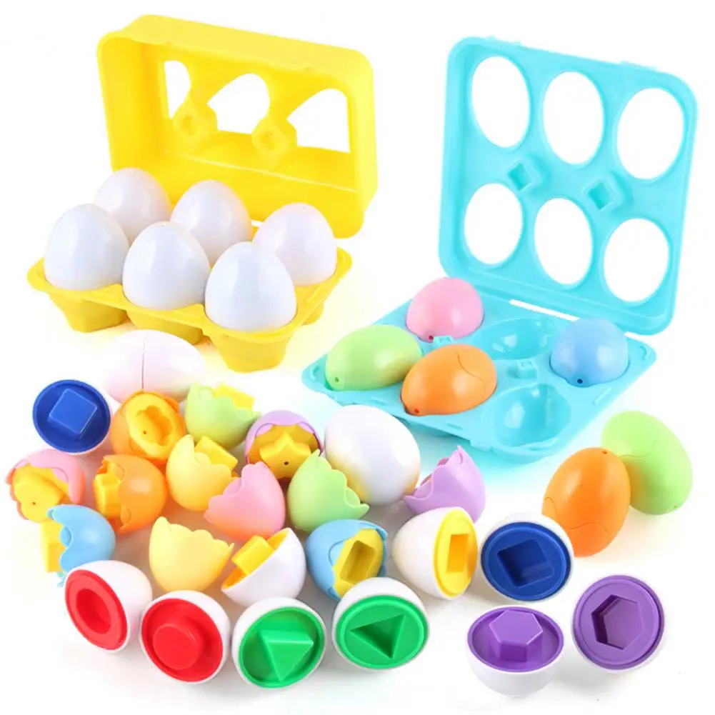 

6Pcs Egg Learning Toys Smooth Edge Shape-Matching ABS Kids Simulation Puzzle Eggs for Toddler