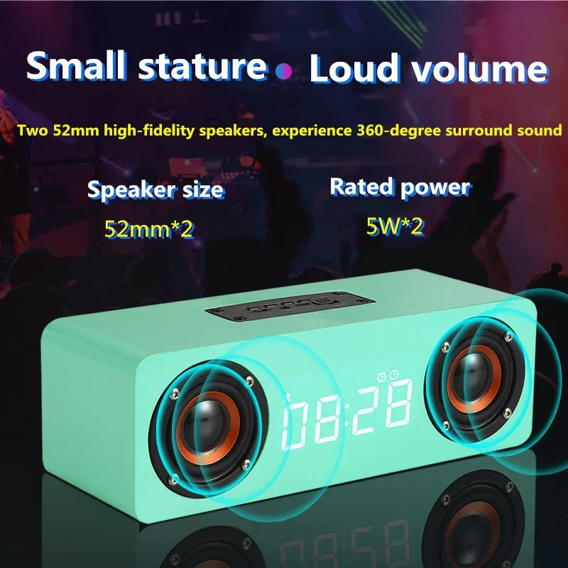 Bluetooth колонка с супербасами портативная звуковая беспроводные Часы 3D объемный