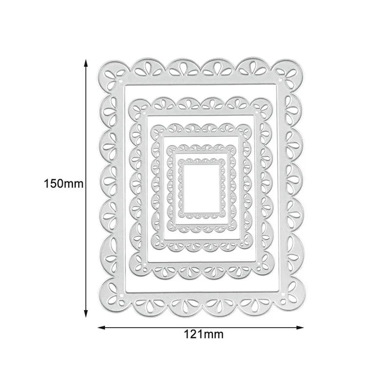

YaMinSanNiO Nested Stitched Scallop Rectangle Frame Metal Cutting Dies DIY Etched Craft For Card Making Scrapbooking Embossing