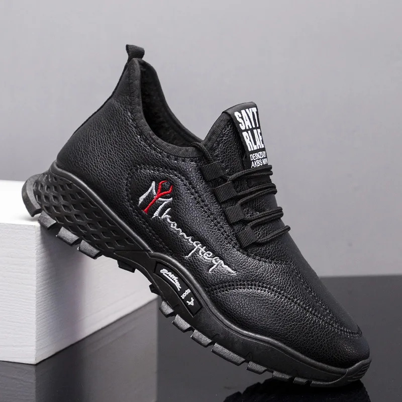 

Men boots winter Bold Keep warm Nonslip Increase casual shoes Solid color Round head Polyurethane With outdoor slope Men shoes